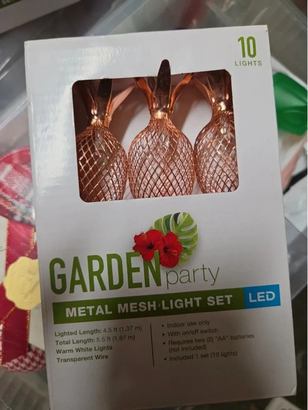 Garden party metal mesh pineapple light set l e d